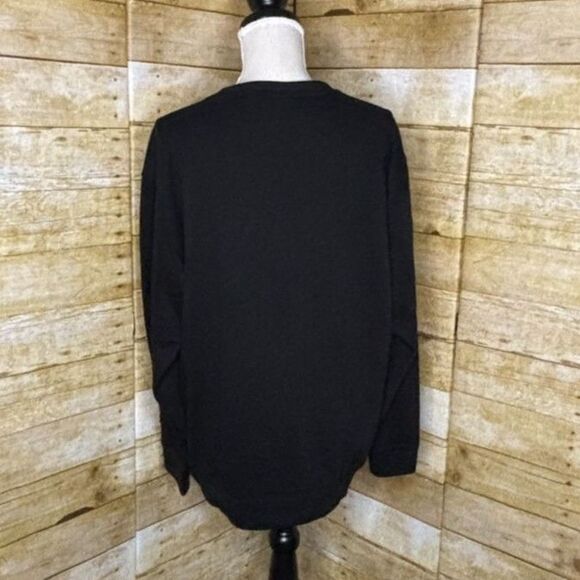 VICTORIA'S SECRET PINK BLACK & WHITE NOTCH NECK ATHLEISURE LOGO SWEATSHIRT - Picture 3 of 3